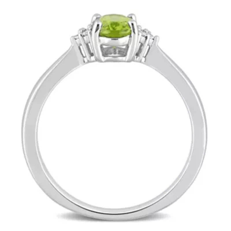2-Pc Set of Peridot and Diamond Accent Ring Drop Earrings Sterling Silver