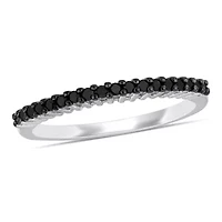 1/5 ct. t.w. Black Diamond Anniversary Ring Sterling Silver with Rhodium Plated