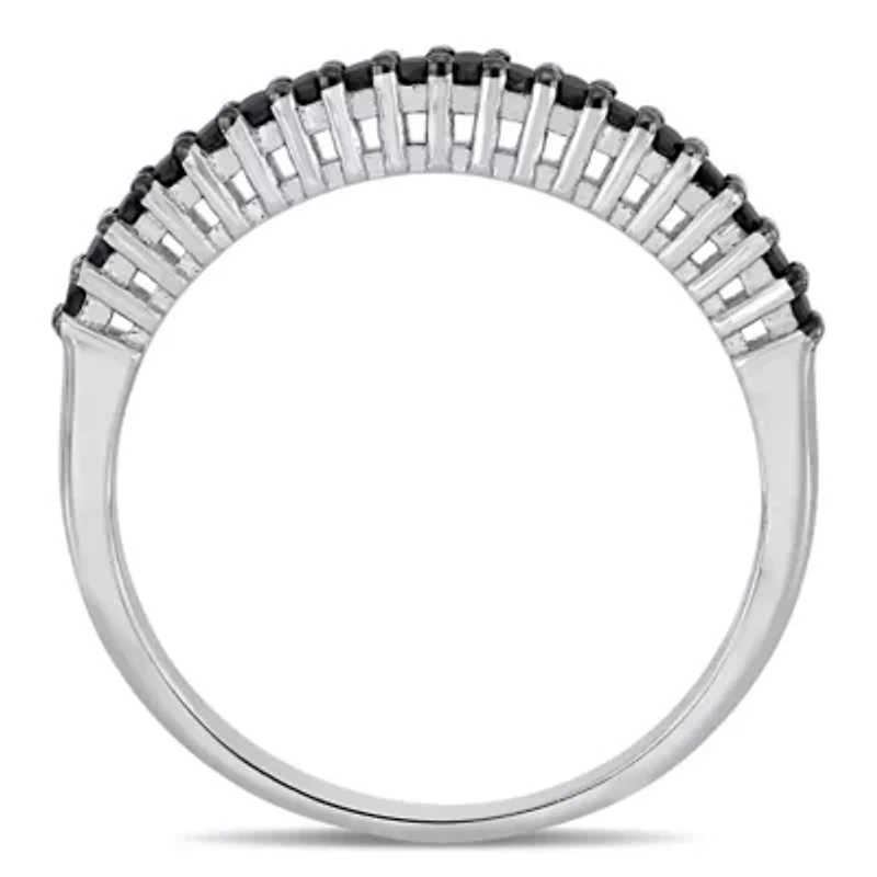 1/5 ct. t.w. Black Diamond Anniversary Ring Sterling Silver with Rhodium Plated