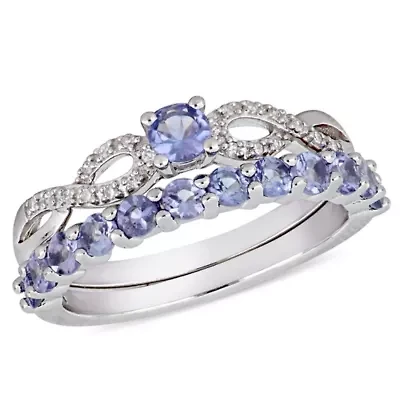 Tanzanite and 1/10 ct. t.w. Diamond Ring Set Sterling Silver