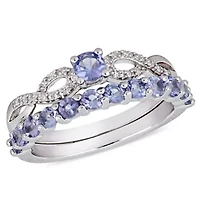 Tanzanite and 1/10 ct. t.w. Diamond Ring Set Sterling Silver