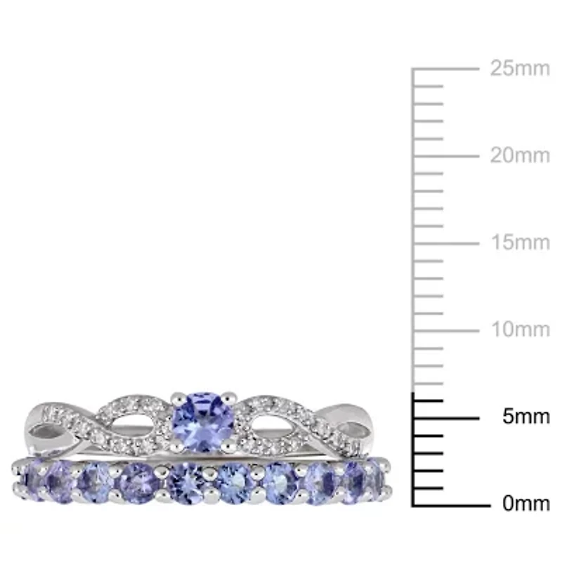 Tanzanite and 1/10 ct. t.w. Diamond Ring Set Sterling Silver