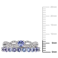 Tanzanite and 1/10 ct. t.w. Diamond Ring Set Sterling Silver