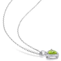 2-Pc Set of Peridot Heart Ring and Pendant with Chain Sterling Silver