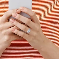 Lab Created Aquamarine and White Sapphire Bridal Ring Set Sterling Silver