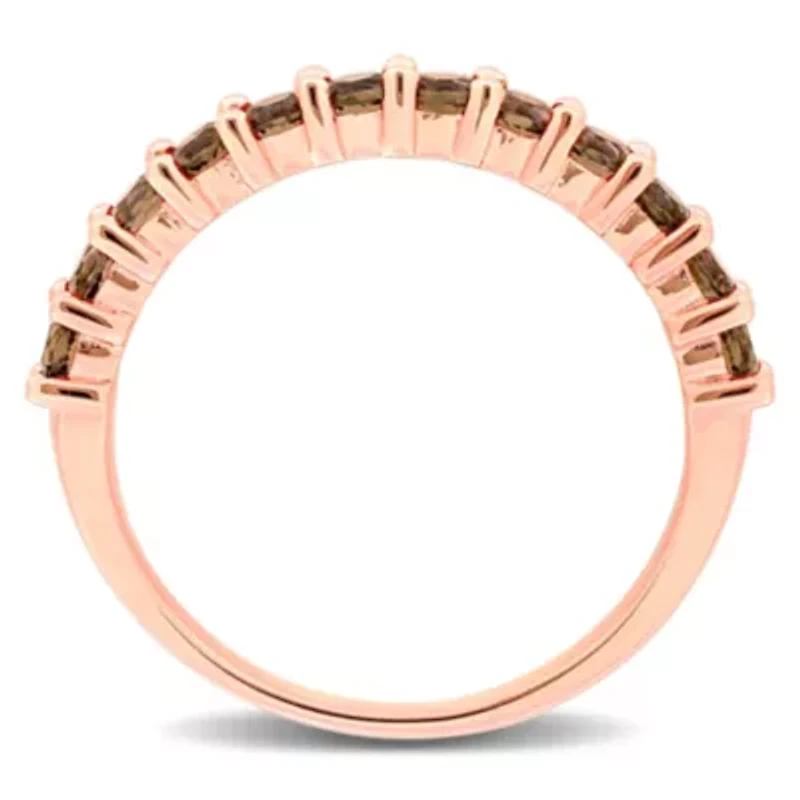 Smokey Quartz Anniversary Ring Rose Plated Sterling Silver