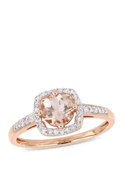4/5 ct. t.w. Morganite and 1/7 Diamond Floating Halo Ring 10k Rose Gold