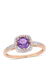 5/8 ct. t.w. Amethyst and 1/7 Diamond Floating Halo Ring 10K Rose Gold