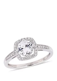 1 ct. t.w. Created White Sapphire and 1/7 Diamond Floating Halo Ring 10K Gold