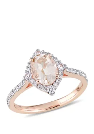 1 1/3 ct. t.w. Morganite, White Sapphire and 1/4 Diamond Vintage Ring 10k Rose Gold