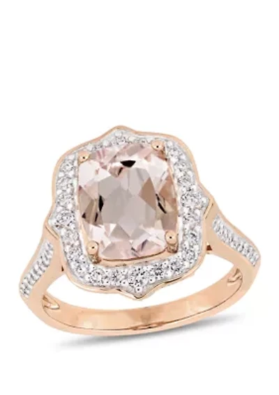 2.58 ct. t.w. Morganite and 5/8 Diamond Halo Engagement Ring 14k Rose Gold