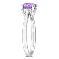 Amethyst Solitaire Ring Sterling Silver
