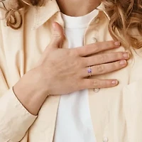 Amethyst Solitaire Ring Sterling Silver