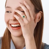 Lab Created Emerald and White Sapphire Bridal Ring Set Yellow Plated Sterling Silver