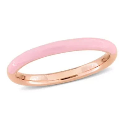 Pink Enamel Band Ring Rose Plated Sterling Silver