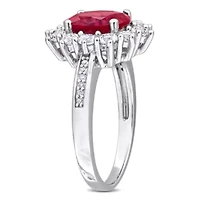 Lab Created Ruby and White Sapphire with Diamond Accent Cocktail Ring Sterling Silver