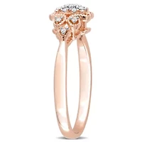 1/10 ct. t.w. Diamond Engagement Ring Rose Plated Sterling Silver