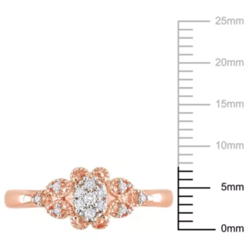 1/10 ct. t.w. Diamond Engagement Ring Rose Plated Sterling Silver