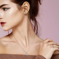3-Pc Set of 1/6 ct. t.w. Diamond Flower Ring, Earrings & Pendant with Chain Sterling Silver