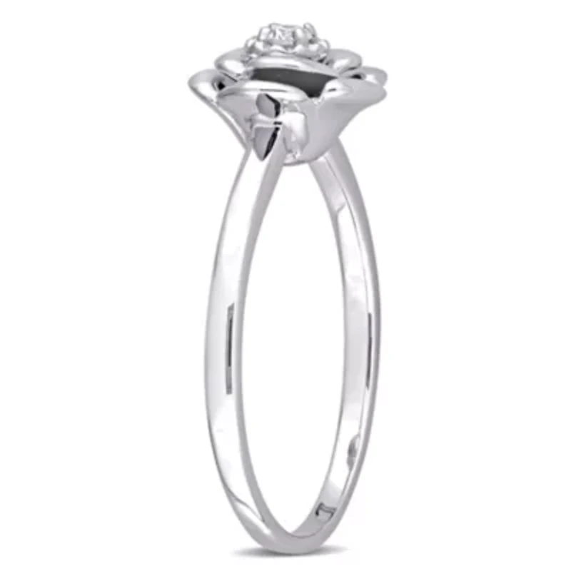 3-Pc Set of 1/6 ct. t.w. Diamond Flower Ring, Earrings & Pendant with Chain Sterling Silver