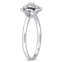 3-Pc Set of 1/6 ct. t.w. Diamond Flower Ring, Earrings & Pendant with Chain Sterling Silver