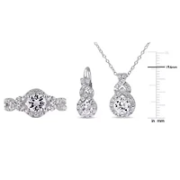 Lab Created 3-Pc Set of White Sapphire Ring, Earrings & Pendant with Chain Sterling Silver