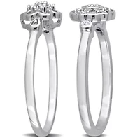 2-Pc Set of 1/3 ct. t.w. Diamond Flower Ring Sterling Silver