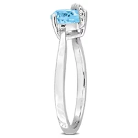 3-Pc Set of Sky Blue Topaz & Diamond Accent Heart Swirl Ring, Earrings Necklace Sterling Silver