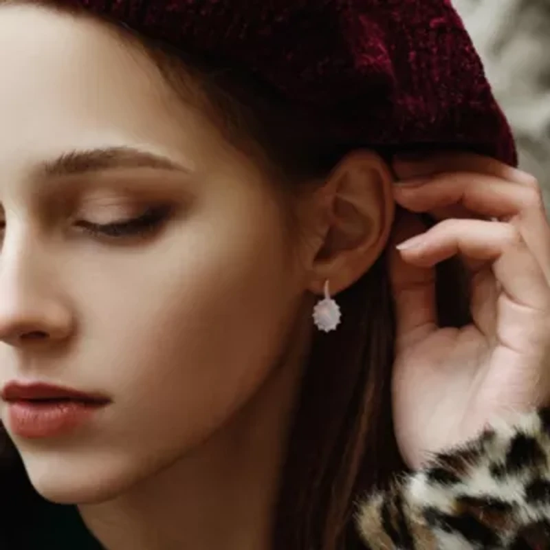 3-Pc Set of Blue Opal & White Topaz with 1/6 ct. t.w. Diamond Halo Ring, Earrings Pendant Chain Yellow Plated Sterling Silver