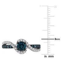 Lab Created Created White Sapphire Swirl Engagement Ring in 10k White Gold with Black Rhodium