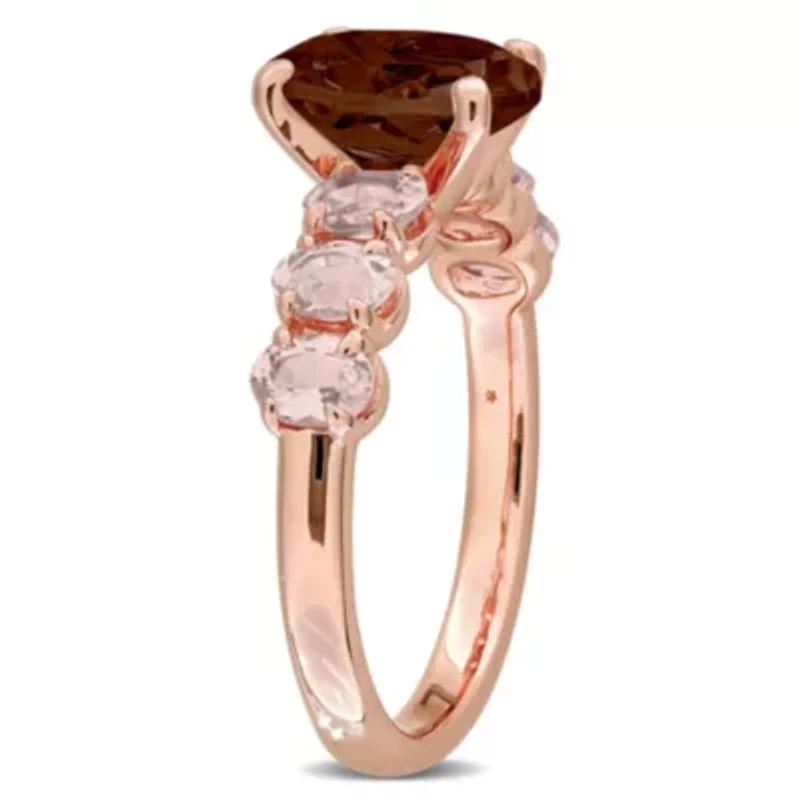 Garnet & Morganite Cocktail Ring in Rose Plated Sterling Silver
