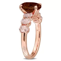 Garnet & Morganite Cocktail Ring in Rose Plated Sterling Silver