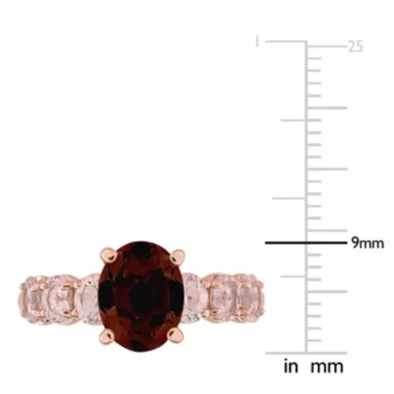 Garnet & Morganite Cocktail Ring in Rose Plated Sterling Silver