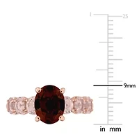 Garnet & Morganite Cocktail Ring in Rose Plated Sterling Silver