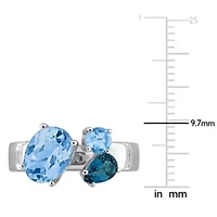 Sky London Swiss Blue Topaz 3-Stone Open Ring in Sterling Silver