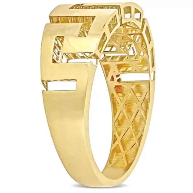 Men's Greek Key Design Ring in 14k Yellow Gold