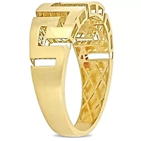 Men's Greek Key Design Ring in 14k Yellow Gold