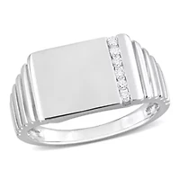 Diamond Men's Signet Ring in 10k White Gold