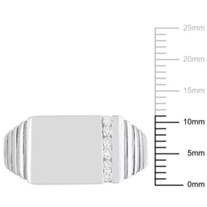 Diamond Men's Signet Ring in 10k White Gold