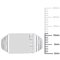 Diamond Men's Signet Ring in 10k White Gold