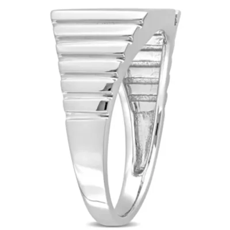 Diamond Men's Signet Ring in 10k White Gold
