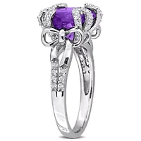 Amethyst & White Topaz Ring Sterling Silver