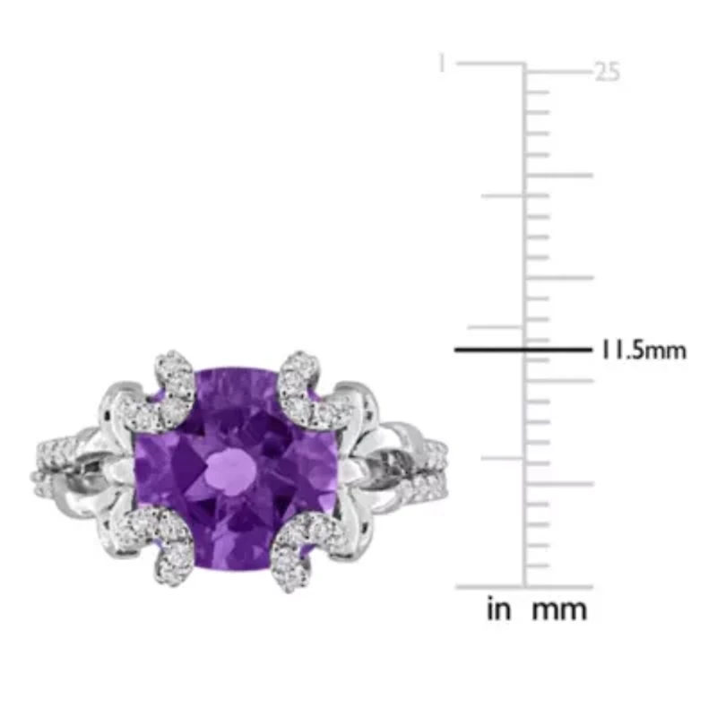 Amethyst & White Topaz Ring Sterling Silver
