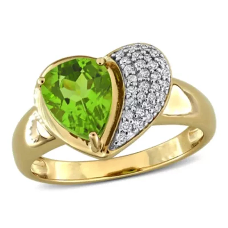 Diamond & Peridot Ring 10k Yellow Gold