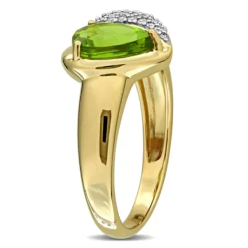 Diamond & Peridot Ring 10k Yellow Gold