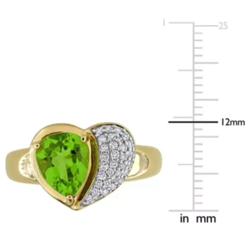 Diamond & Peridot Ring 10k Yellow Gold