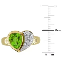 Diamond & Peridot Ring 10k Yellow Gold