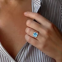 Sky Blue & White Topaz Ring Two-tone Silver