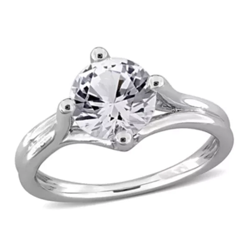 Created White Sapphire Ring Sterling Silver