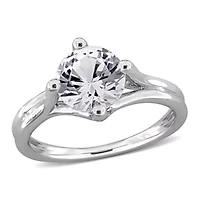 Created White Sapphire Ring Sterling Silver